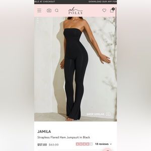 JAMILA
Strapless Flared Hem Jumpsuit in Black